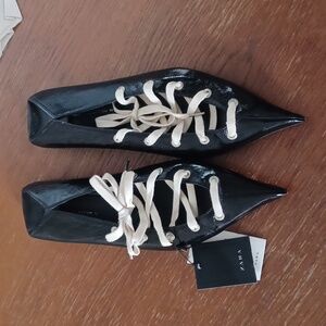 Zara lace up flat shoe